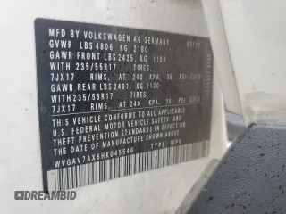 2017 Volkswagen Tiguan S с VIN WVGAV7AX6HK045546, выставлен на аукционе Copart как лот 46184035 с пробегом 127 301 миль миль и Чистый • Clean title. История ставок и продаж доступна на DreamBid. Изображение 13.