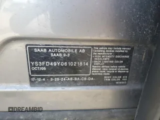 2006 Saab 9-3 z VIN YS3FD49Y061021814, wystawiony jako Copart lot #66806764 z przebiegiem 236 103 mil mil oraz Szkoda całkowita • Salvage title. Historia ofert i sprzedaży dostępna na DreamBid. Obrazek 12.