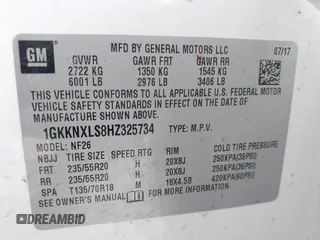 2017 GMC Acadia Denali with VIN 1GKKNXLS8HZ325734, listed as a IAAI auction lot 42097488 with 96,612 mi miles and . Bid and sale history available at DreamBid. Image 9.