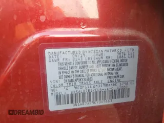 2019 Nissan Sentra SV with VIN 3N1AB7AP9KY349883, listed as a Copart auction lot 41337605 with 82,963 mi miles and Salvage Title. Bid and sale history available at DreamBid. Image 14.