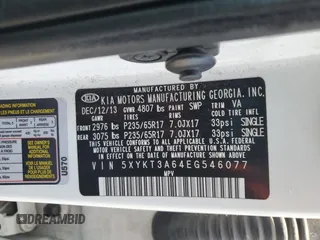 2014 Kia Sorento LX with VIN 5XYKT3A64EG546077, listed as a Copart auction lot 54934625 with 200,774 mi miles and Clean Title. Bid and sale history available at carsss.com. Image 12.