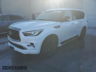 2021 Infiniti QX80 LUXE with VIN JN8AZ2AE7M9268050, listed as a Copart auction lot 88445795 with 45,246 mi miles and Salvage Title. Bid and sale history available at carsss.com. Image 1.