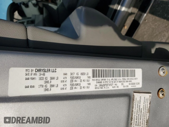 2009 Chrysler Aspen Limited with VIN 1A8HW58P59F707677, listed as a Copart auction lot 51377035 with 169,755 mi miles and Salvage Title. Bid and sale history available at DreamBid. Image 14.