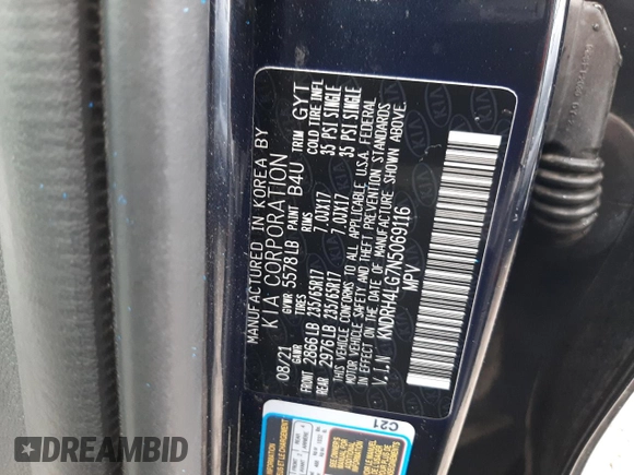 2022 Kia Sorento EX z VIN KNDRH4LG7N5069116, wystawiony jako Copart lot #86407844 z przebiegiem 57 409 mil mil oraz Szkoda całkowita • Salvage title. Historia ofert i sprzedaży dostępna na DreamBid. Obrazek 14.