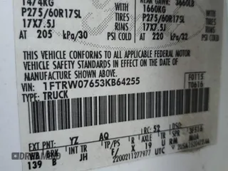 2003 Ford F-150 XLT with VIN 1FTRW07653KB64255, listed as a Copart auction lot 48341125 with 324,912 mi miles and Salvage Title. Bid and sale history available at carsss.com. Image 12.