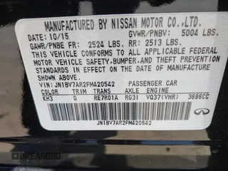 2015 Infiniti Q50 Premium with VIN JN1BV7AR2FM420542, listed as a IAAI auction lot 41787473 with 83,955 mi miles. Bid and sale history available at carsss.com. Image 9.
