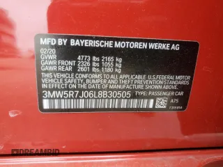 2020 BMW 3 Series 330i xDrive with VIN 3MW5R7J06L8B30505, listed as a Copart auction lot 60885315 with 77,663 mi miles and Salvage title. Bid and sale history available at DreamBid. Image 12.