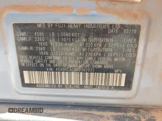 2010 Subaru Outback z VIN 4S4BRCAC6A3362032, wystawiony jako IAAI lot #42109181 z przebiegiem 220 511 mil mil oraz . Historia ofert i sprzedaży dostępna na DreamBid. Obrazek 9.