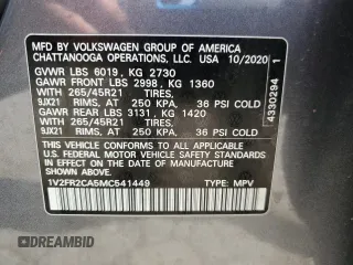 2021 Volkswagen Atlas SEL Premium R-Line with VIN 1V2FR2CA5MC541449, listed as a Copart auction lot 62304135 with 58,269 mi miles and Salvage title. Bid and sale history available at DreamBid. Image 14.