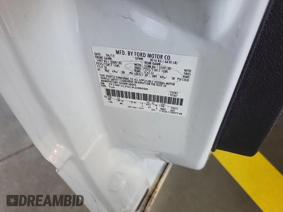 2012 Ford F-150 XL с VIN 1FTMF1CF0CKD99099, выставлен на аукционе IAAI как лот 42843824 с пробегом 119 929 миль миль и . История ставок и продаж доступна на DreamBid. Изображение 22.