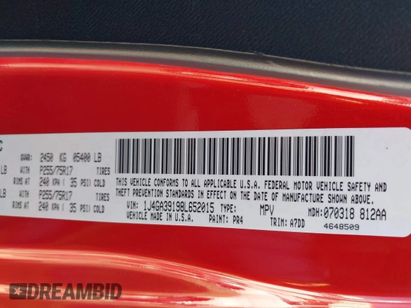 2008 Jeep Wrangler Unlimited X z VIN 1J4GA39198L652015, wystawiony jako IAAI lot #42062691 z przebiegiem 127 804 mil mil oraz . Historia ofert i sprzedaży dostępna na DreamBid. Obrazek 9.
