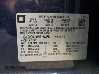 2017 GMC Yukon Denali with VIN 1GKS2CKJXHR154365, listed as a Copart auction lot 74259884 with 80,710 mi miles and Non Repairable. Bid and sale history available at carsss.com. Image 13.