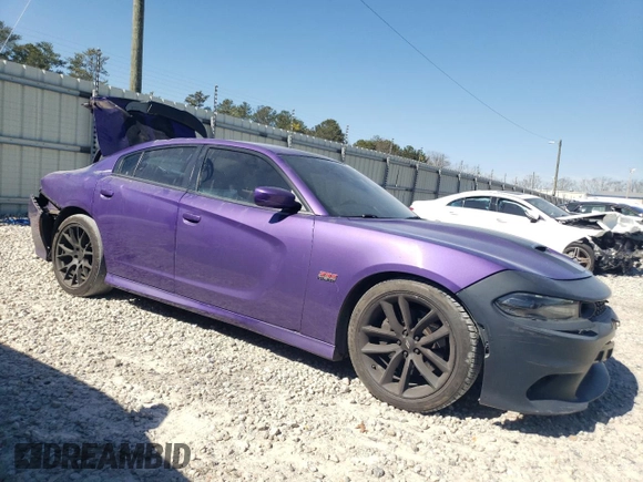 2019 Dodge Charger Scat Pack with VIN 2C3CDXGJ0KH748551, listed as a Copart auction lot 46957405 with 72,279 mi miles and Salvage Title. Bid and sale history available at DreamBid. Image 4.