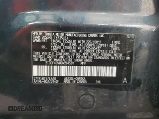 2012 Toyota RAV4 Limited with VIN 2T3DF4DV0CW264591, listed as a Copart auction lot 58598955 with 116,113 mi miles and Salvage title. Bid and sale history available at DreamBid. Image 13.