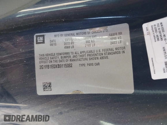 2011 Chevrolet Camaro 1LT z VIN 2G1FB1EDXB9115082, wystawiony jako IAAI lot #41322689 z przebiegiem 174 740 mil mil oraz . Historia ofert i sprzedaży dostępna na DreamBid. Obrazek 9.