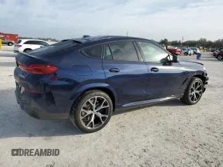 2025 BMW X6 M60i with VIN 5UX43EX01S9X19069, listed as a Copart auction lot 42613105 with 6,909 mi miles and Salvage Title. Bid and sale history available at carsss.com. Image 3.