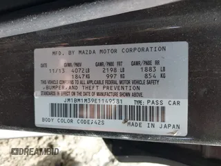 2014 Mazda 3 S Grand Touring with VIN JM1BM1M39E1149581, listed as a IAAI auction lot 41813917 with 143,019 mi miles and . Bid and sale history available at DreamBid. Image 9.