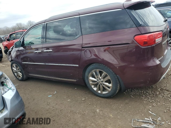 2016 Kia Sedona SX-L with VIN KNDME5C19G6138311, listed as a Copart auction lot 49214375 with 68,500 mi miles and Salvage Title. Bid and sale history available at carsss.com. Image 2.