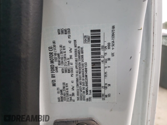 2021 Ford Transit Connect XL z VIN NM0LS6E25M1498133, wystawiony jako Copart lot #84465444 z przebiegiem 59 692 mil mil oraz Czysty tytuł • Clean title. Historia ofert i sprzedaży dostępna na DreamBid. Obrazek 12.