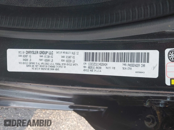 2013 Dodge Avenger SXT with VIN 1C3CDZCG1DN526424, listed as a IAAI auction lot 42379940 with 151,231 mi miles and . Bid and sale history available at DreamBid. Image 9.