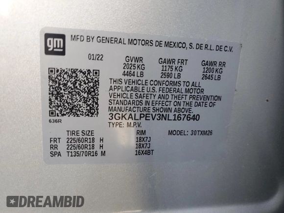 2022 GMC Terrain SLT with VIN 3GKALPEV3NL167640, listed as a Copart auction lot 79081684 with 1,212 mi miles and Salvage Title. Bid and sale history available at carsss.com. Image 13.