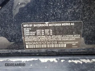 2012 BMW 3 Series 328i with VIN WBA3A5C57CF341019, listed as a Copart auction lot 88589685 with 107,295 mi miles and Salvage Title. Bid and sale history available at DreamBid. Image 13.