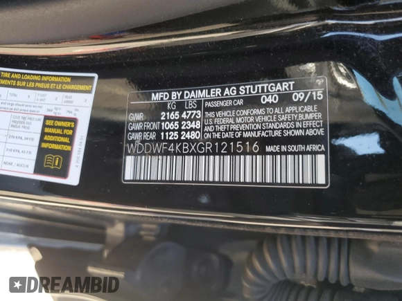 2016 Mercedes-Benz C 300 Luxury with VIN WDDWF4KBXGR121516, listed as a Copart auction lot 65587535 with 163,340 mi miles and Salvage title. Bid and sale history available at DreamBid. Image 12.