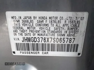 2007 Honda Fit Sport with VIN JHMGD376X7S065787, listed as a IAAI auction lot 41855058 with 218,865 mi miles. Bid and sale history available at carsss.com. Image 9.