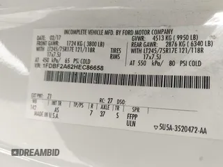 2017 Ford F-250 XL с VIN 1FDBF2A62HEC86658, выставлен на аукционе IAAI как лот 41768063 с пробегом 91 233 миль миль и . История ставок и продаж доступна на DreamBid. Изображение 9.