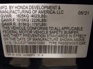 2021 Acura ILX w/Premium Package with VIN 19UDE2F79MA010093, listed as a IAAI auction lot 41830393 with 23,468 mi miles. Bid and sale history available at carsss.com. Image 9.