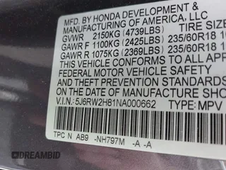2022 Honda CR-V EX-L with VIN 5J6RW2H81NA000662, listed as a IAAI auction lot 42179192 with 18,563 mi miles and . Bid and sale history available at DreamBid. Image 9.