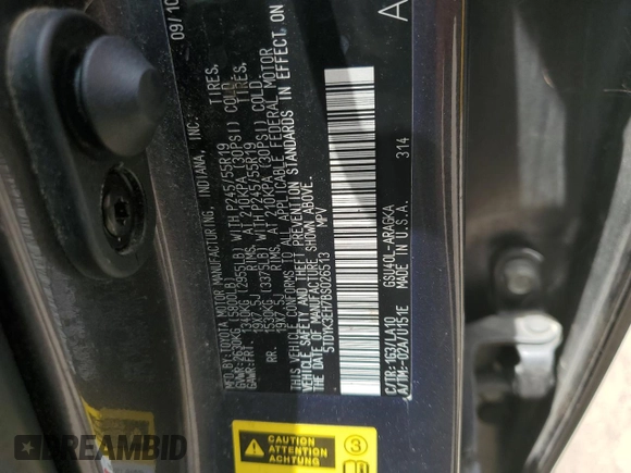 2011 Toyota Highlander Limited with VIN 5TDYK3EH7BS026513, listed as a Copart auction lot 59783865 with 191,330 mi miles and Salvage title. Bid and sale history available at DreamBid. Image 13.