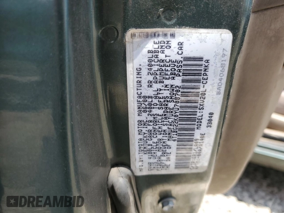 2000 Toyota Camry CE z VIN 4T1BG22K0YU708702, wystawiony jako Copart lot #56755285 z przebiegiem 318 734 mil mil oraz Szkoda całkowita • Salvage title. Historia ofert i sprzedaży dostępna na DreamBid. Obrazek 12.