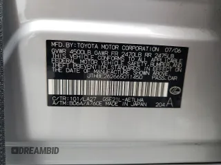 2006 Lexus IS 350 z VIN JTHBE262665011450, wystawiony jako Copart lot #55857015 z przebiegiem 141 735 mil mil oraz Szkoda całkowita • Salvage title. Historia ofert i sprzedaży dostępna na DreamBid. Obrazek 12.