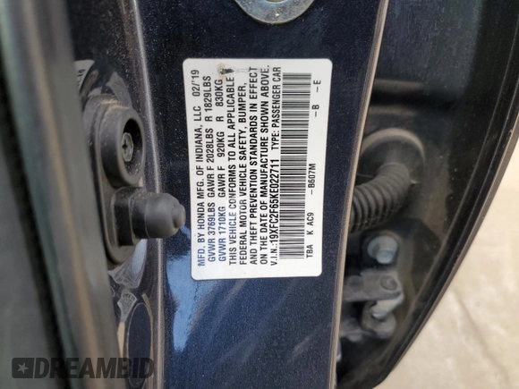 2019 Honda Civic Sedan LX with VIN 19XFC2F65KE022711, listed as a Copart auction lot 49003335 with 97,563 mi miles and Clean Title. Bid and sale history available at carsss.com. Image 12.
