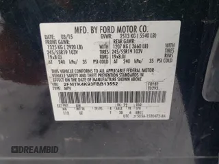 2015 Ford Edge Titanium with VIN 2FMTK4K93FBB13552, listed as a Copart auction lot 45726125 with 167,030 mi miles and Salvage Title. Bid and sale history available at carsss.com. Image 15.