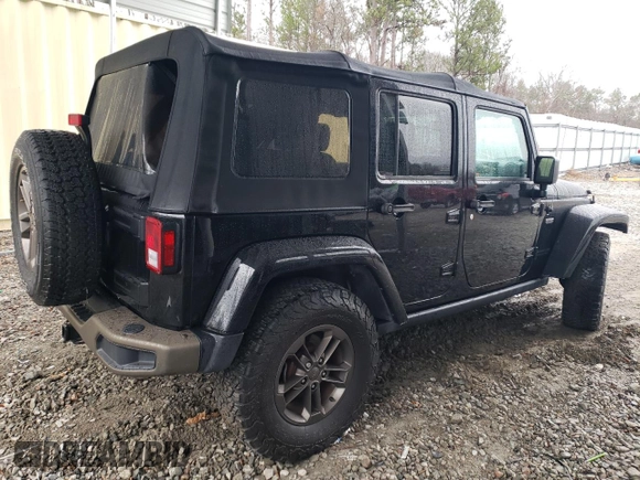 2016 Jeep Wrangler Unlimited 75th Anniversary with VIN 1C4BJWEG2GL221624, listed as a Copart auction lot 44678795 with 50,314 mi miles and Salvage Title. Bid and sale history available at carsss.com. Image 3.
