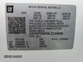 2020 Cadillac XT6 AWD Premium Luxury with VIN 1GYKPDRS9LZ159836, listed as a Copart auction lot 60753625 with 47,862 mi miles and Salvage title. Bid and sale history available at DreamBid. Image 14.