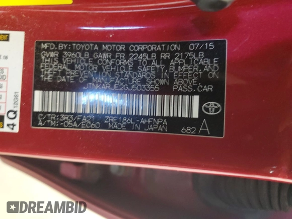 2016 Scion iM with VIN JTNKARJE2GJ503355, listed as a Copart auction lot 52995145 with 108,600 mi miles and Salvage Title. Bid and sale history available at carsss.com. Image 14.