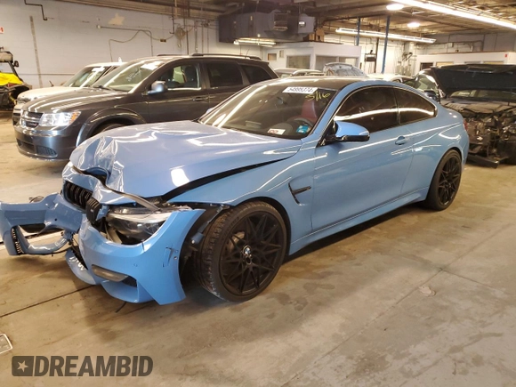 2018 BMW M4 with VIN WBS4Y9C56JAC86367, listed as a Copart auction lot 54995374 with 85,280 mi miles and Salvage Title. Bid and sale history available at carsss.com. Image 1.