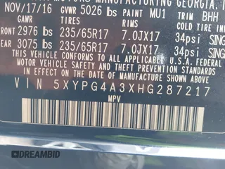2017 Kia Sorento LX z VIN 5XYPG4A3XHG287217, wystawiony jako IAAI lot #42067077 z przebiegiem 112 324 mil mil oraz . Historia ofert i sprzedaży dostępna na DreamBid. Obrazek 9.
