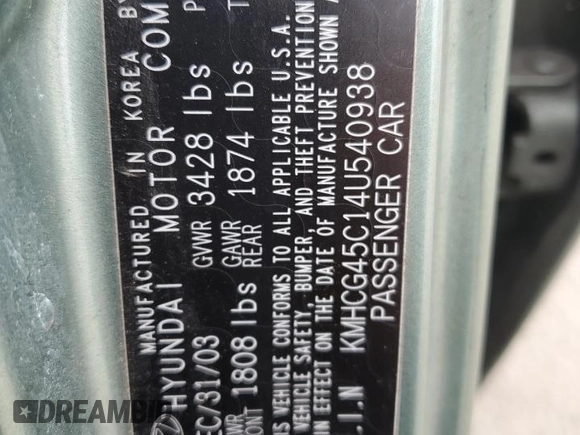 2004 Hyundai Accent GL with VIN KMHCG45C14U540938, listed as a Copart auction lot 46701935 with 71,891 mi miles and Salvage Title. Bid and sale history available at carsss.com. Image 12.