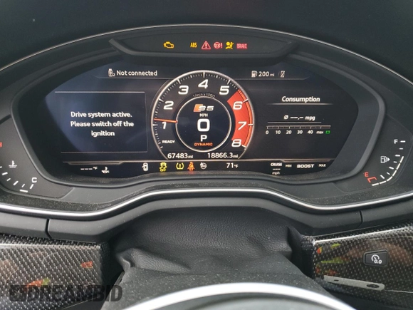 2018 Audi S5 Prestige z VIN WAUR4AF51JA093401, wystawiony jako Copart lot #75174444 z przebiegiem 67 483 mil mil oraz Szkoda całkowita • Salvage title. Historia ofert i sprzedaży dostępna na DreamBid. Obrazek 9.