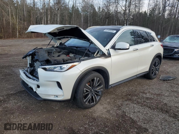 2021 Infiniti QX50 Luxe z VIN 3PCAJ5BBXMF125026, wystawiony jako Copart lot #82489264 z przebiegiem 44 928 mil mil oraz Czysty tytuł • Clean title. Historia ofert i sprzedaży dostępna na DreamBid. Obrazek 1.