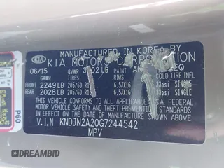 2016 Kia Soul z VIN KNDJN2A20G7244542, wystawiony jako IAAI lot #41406628 z przebiegiem 93 749 mil mil oraz . Historia ofert i sprzedaży dostępna na DreamBid. Obrazek 9.