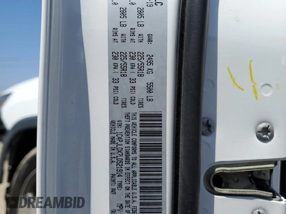 2020 Jeep Cherokee Limited with VIN 1C4PJLDX7LD521914, listed as a Copart auction lot 60939685 with 67,134 mi miles and Salvage title. Bid and sale history available at DreamBid. Image 14.