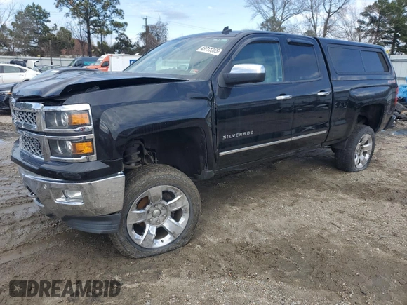 2014 Chevrolet Silverado 1500 LTZ with VIN 1GCVKSEC8EZ156725, listed as a Copart auction lot 43711365 with 127,224 mi miles and Salvage Title. Bid and sale history available at DreamBid. Image 1.