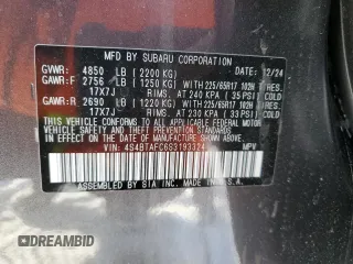 2025 Subaru Outback Premium z VIN 4S4BTAFC6S3193324, wystawiony jako Copart lot #45035655 z przebiegiem 1 107 mil mil oraz Szkoda całkowita • Salvage title. Historia ofert i sprzedaży dostępna na DreamBid. Obrazek 14.