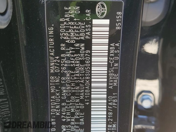 2025 Toyota Camry LE z VIN 4T1DBADK8SU506079, wystawiony jako Copart lot #53310015 z przebiegiem 3 282 mil mil oraz Szkoda całkowita • Salvage title. Historia ofert i sprzedaży dostępna na DreamBid. Obrazek 13.
