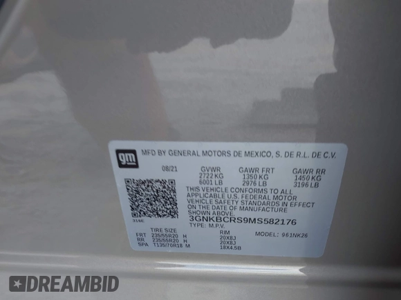 2021 Chevrolet Blazer LT with VIN 3GNKBCRS9MS582176, listed as a IAAI auction lot 42192476 with 29,863 mi miles and . Bid and sale history available at DreamBid. Image 9.
